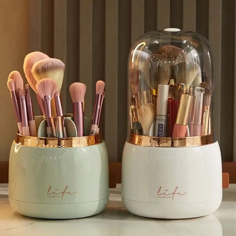 Fancy 360° Rotating Makeup Brushes Holder, Portable Desktop Makeup Brush Organizer With Lid, Desktop Makeup Brush Storage Bucket, Lipstick Eyebrow Pencil Holder, Vanity Dressing Table Brush Display Box, Acrylic Dust Free Waterproof Makeup Container Fancy 360° Rotating Makeup Brushes Holder, Portable Desktop Makeup Brush Organizer With Lid, Desktop Makeup Brush Storage Bucket, Lipstick Eyebrow Pencil Holder, Vanity Dressing Table Brush Display Box, Acrylic Dust Free Waterproof Makeup Container